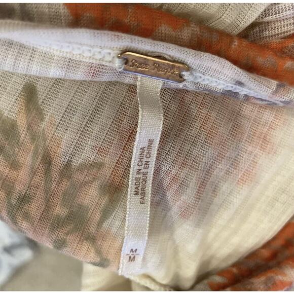 Free‎ People Asymmetrical Spaghetti Strap Top Cream + Floral Women Sz Med - Picture 8 of 8